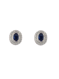 Pendientes Plata PSET222/1Z Óvalo C. Circonitas Azul Bicolor Blancas