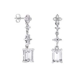 Pendientes Plata Rectangulo Argyor MRM 8x6mm (AG)79B0104TB1 Topacios Blanco