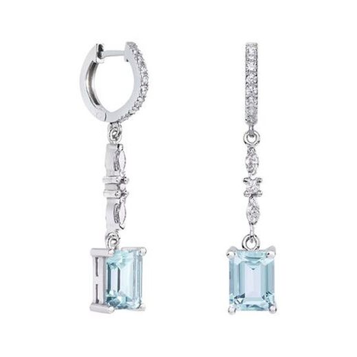 Silver Earrings Rectangle Argyor MRM 8x6mm (AG)79B0405TB2 Blue Topaz