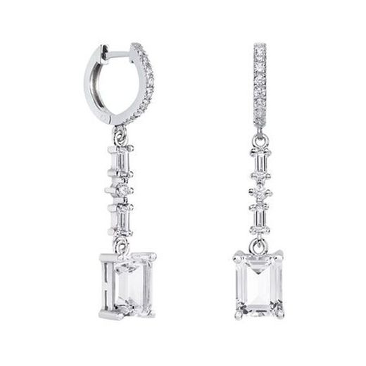 Brincos retangulares de prata Argyor MRM 8x6 mm (AG)79B0406TB1 Topázio branco