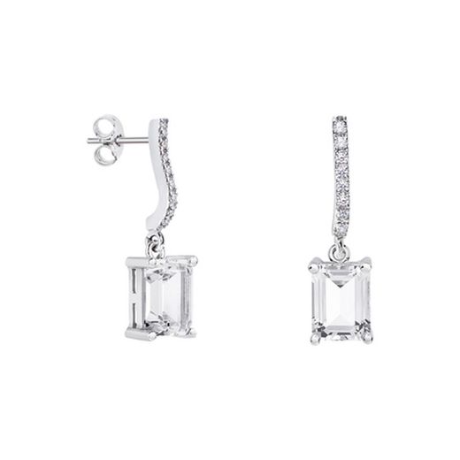 Brincos retangulares de prata Argyor MRM 8x6 mm (AG)79B0500TB1 Topázio branco