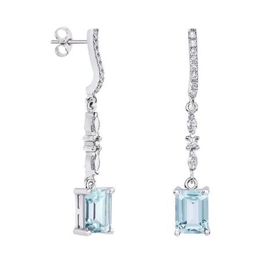 Argyor MRM Rectangle Silver Earrings 8x6mm (AG)79B0505TB2 Blue Topaz