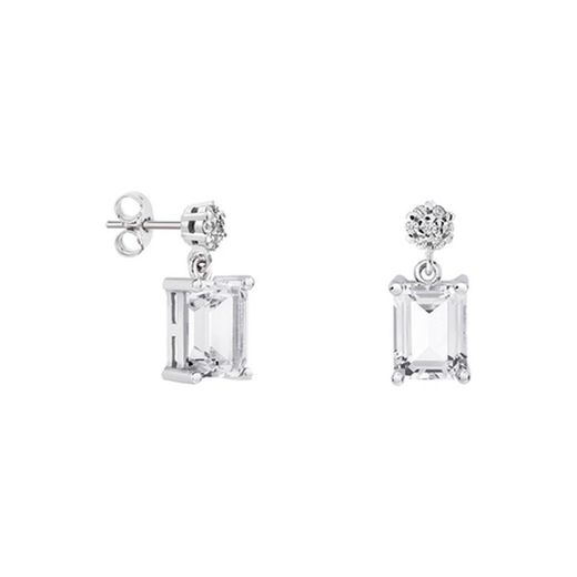 Argyor MRM Rectangle Silver Earrings 8x6mm (AG)79B0600TB1 White Topaz