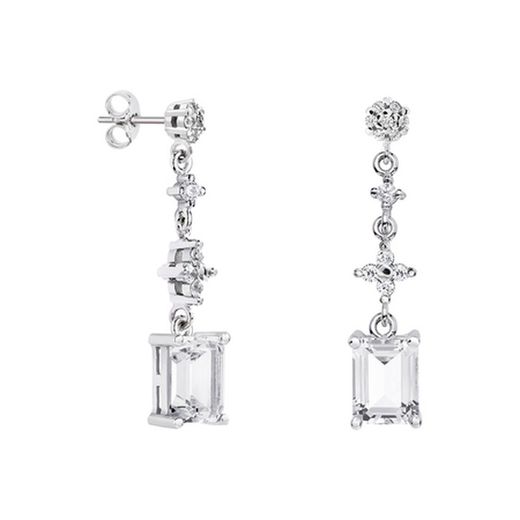 Argyor MRM Rectangle Silver Earrings 8x6mm (AG)79B0604TB1 White Topaz