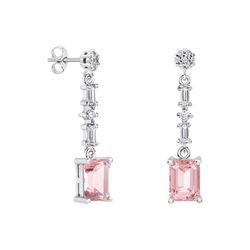 Pendientes Plata Rectangulo Argyor MRM 8x6mm (AG)79B0606TB3 Topacios Rosa