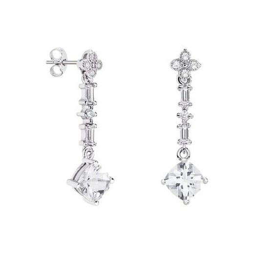 Brincos de prata Argyor MRM 7x7 mm com losango (AG)79B0106TC1 Topázio branco