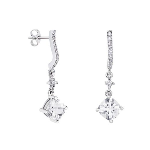 Boucles d'oreilles en argent et topaze blanche losange Argyor MRM 7x7 mm (AG)79B0501TC1