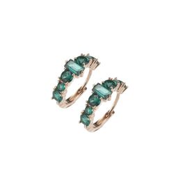 Sovrani Rosa Silber Ohrringe 1cm J8206 Creolen mit Smaragd Zirkonia