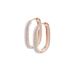 Pendientes Plata Rosa Sovrani 2,5cm J8014 Aro Oval Con Circonitas