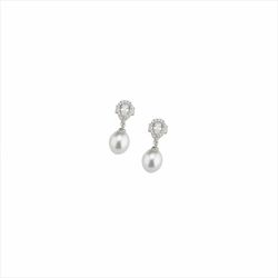Pendientes Plata Rosa Sovrani 2cm J8417 Perlas Circonitas
