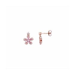 Pendientes Plata Rose E23001PL Flor Rosada Con Circonitas