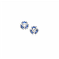 Sovrani Silver Earrings 1.5cm J9864 Two-tone Blue Zirconia