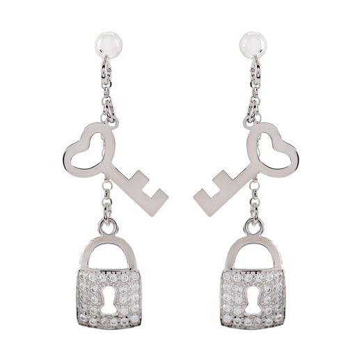 Pendientes Plata Sovrani AVP216 Candado Llave Circonitas
