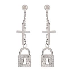 Pendientes Plata Sovrani AVP219 Candado Con Cruz
