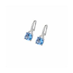 Pendientes Plata Sovrani J11045 Aro C. Piedra Aguamarina & Circonitas 2,00cm