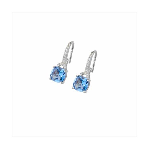 Pendientes Plata Sovrani J11045 Aro C. Piedra Aguamarina & Circonitas 2,00cm
