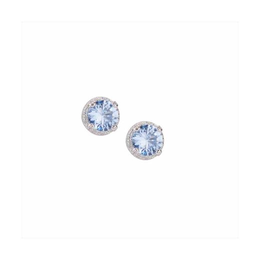 Pendientes Plata Sovrani J11734 Piedra Aguamarina Redonda C. Circonitas 1,00cm
