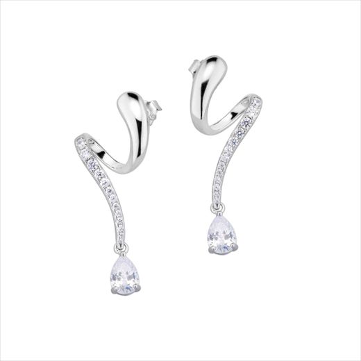 Pendientes Plata Sovrani J12716 Espiral C. Circonita 3,50cm
