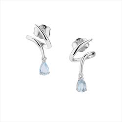 Pendientes Plata Sovrani J12719 Espiral C. Circonitas & Colgante Circonita Azul 2,50cm