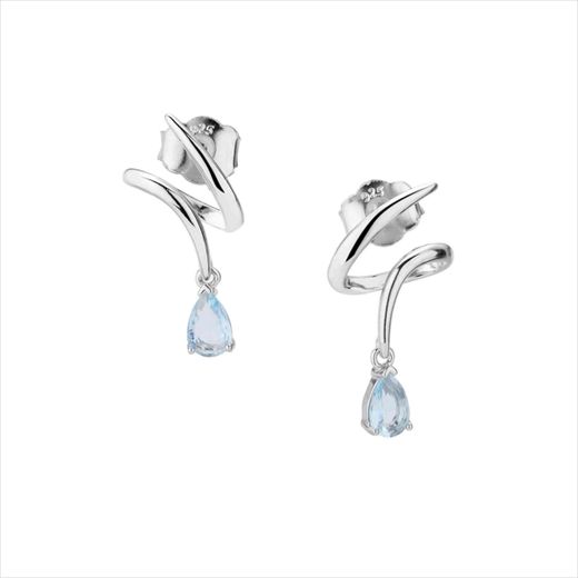 Pendientes Plata Sovrani J12719 Espiral C. Circonitas & Colgante Circonita Azul 2,50cm