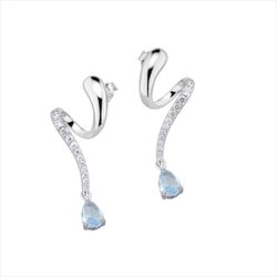 Pendientes Plata Sovrani J12720 Espiral C. Circonitas Azul Bicolor Blancas 3,50cm