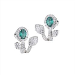 Pendientes Plata Sovrani J12736 Flor C. Esmeralda & Circonitas 1.50cm