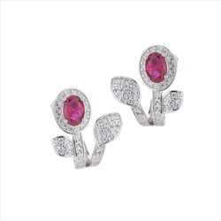 Pendientes Plata Sovrani J12742 Flor C. Rubí & Circonitas 1.50cm