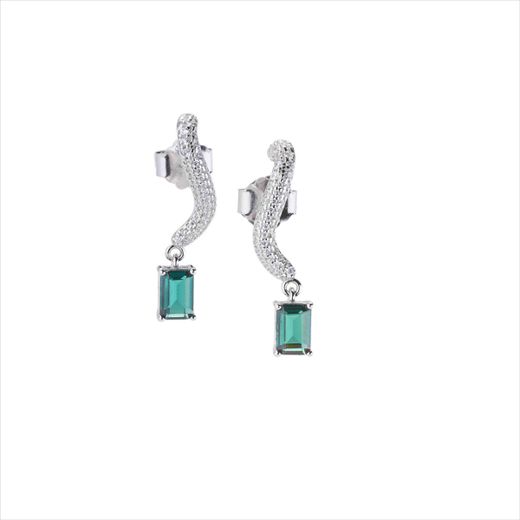 Pendientes Plata Sovrani J12796 Circonitas Verdes Bicolor Blancas 1,00cm