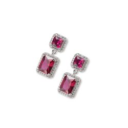 Boucles d'oreilles Sovrani J8135 en argent avec zircones cubiques et rubis