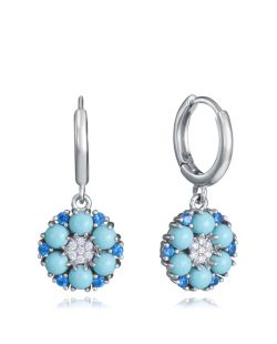 Pendientes Plata Viceroy Mujer 2376E000-33 aro con Colgantes Flor C. Circonitas Azules Bicolor Blancas