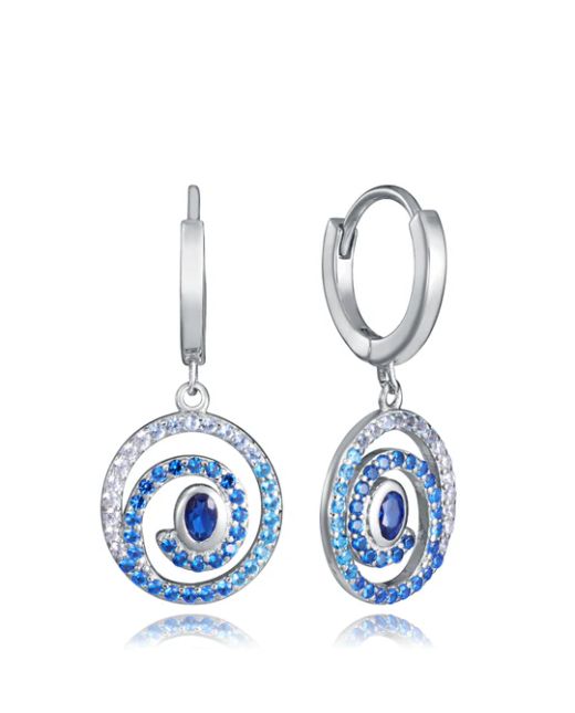 Pendientes Plata Viceroy Mujer 9166E000-30 Aro Colgantes Espiral C. Circonitas Blancas Bicolor Azul