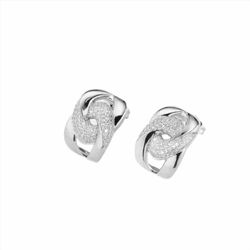 Pendientes Sovrani Bronce 2cm J10958 Plateado Circonitas