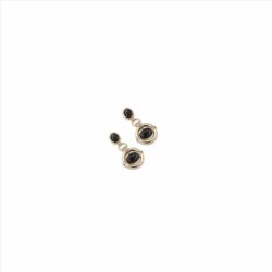 Pendientes Sovrani Bronce 4cm J11413 Chapado Con Cuarzo Negro
