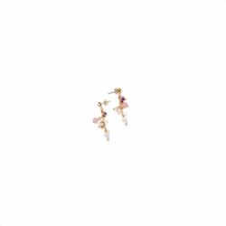 Pendientes Sovrani Bronce 5cm J10702 Chapado Con Piedra Rosa