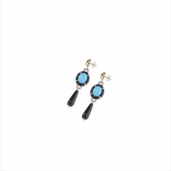 Pendientes Sovrani Bronce 8,5cm J11402 Chapado Piedra Azul