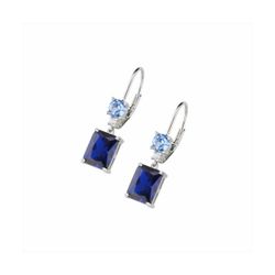 Pendientes Sovrani Plata 1,5cm J11049 Zafiro Con Piedra Aquamarinas