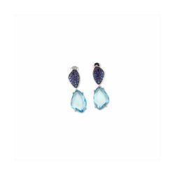 Pendientes Sovrani Plata 3,5cm J11101 Piedra Zafiro Con Circonitas
