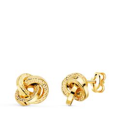Pendientes Tres Aros Con Greca Oro 18kts 8x8mm 21409