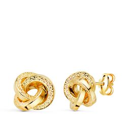 Pendientes Tres Aros Con Greca Oro 18kts 9,5x9,5mm 21410