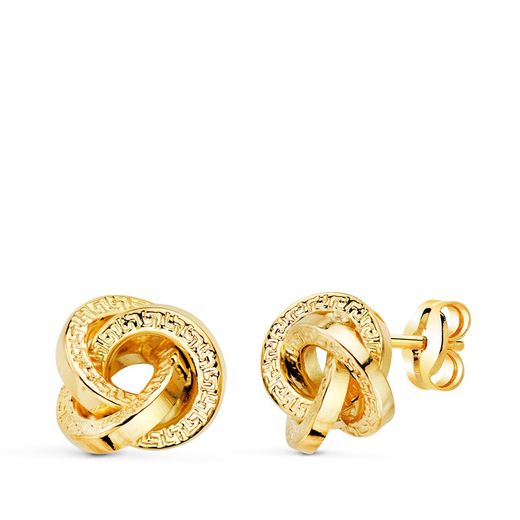 Pendientes Tres Aros Con Greca Oro 18kts 9,5x9,5mm 21410