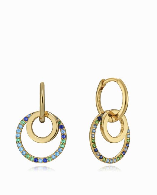 Viceroy gouden oorbellen voor dames, veelkleurige zirkonen ringen 13052E100-32