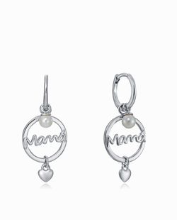 Viceroy γυναικεία σκουλαρίκια Mom Pearl Heart Hanging 13054E000-60