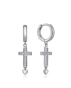 Boucles d'Oreilles Créoles Femme Viceroy Croix Zircons Coeur 13023E000-30