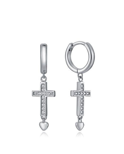 Boucles d'Oreilles Créoles Femme Viceroy Croix Zircons Coeur 13023E000-30