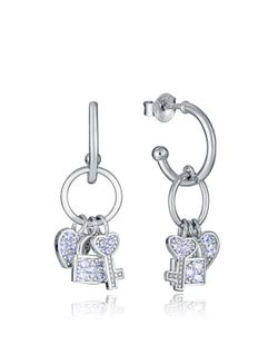 Pendientes Viceroy Plata 2,7cm Mujer 9138E000-30 Llave Candado Corazón Circonitas