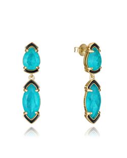 Pendientes Viceroy Plata Dorada 3,3cm Mujer 2304E100-52 Cristales Verdes
