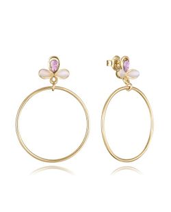 Pendientes Viceroy Plata Dorada 4cm 13198E100-39 Flor Circonitas