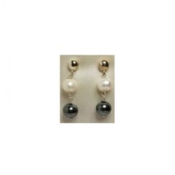 Pendientes Xernus Plata 3NF27138 Perlas Y Esferas Gris