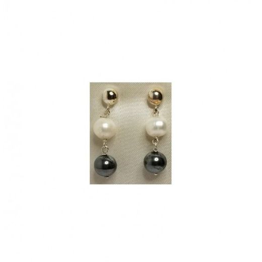 Xernus Silver Earrings 3NF27138 Pearls and Gray Spheres