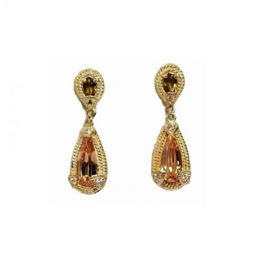 Pendientes Xernus Plata Dorada 1ER2416 Filigranas Y Topacios